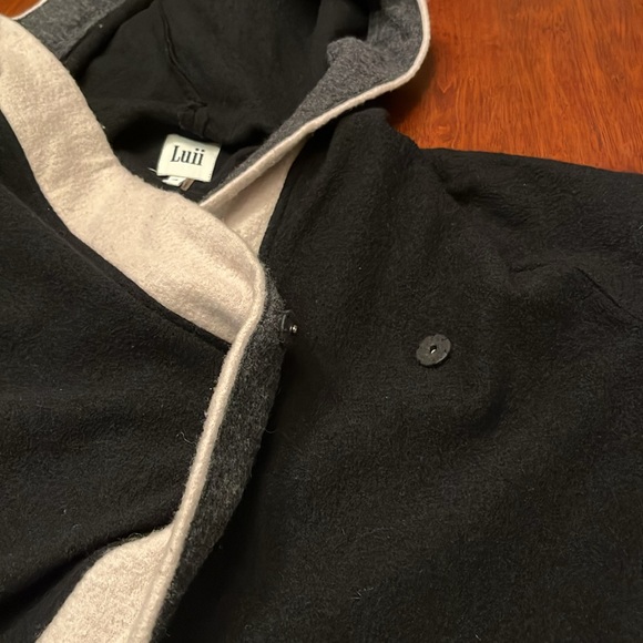 Luii Wool Black and White Cardigan with hood size medium Anthropologie - Picture 5 of 7